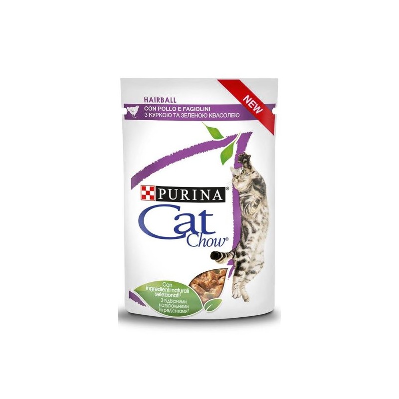 CAT CHOW HAIRBALL POLLO&FAGIOLINI 85G