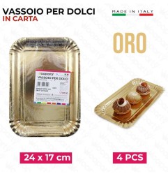 VASSOIO PER DOLCI ORO 24X17CM 4PZ