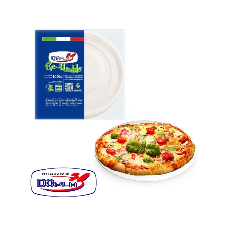 DOPLA PIATTI PIZZA RIUTILIZZABILI 6PZ D.32