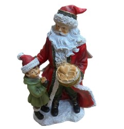 BABBO NATALE CON DOLCIUMI E BAMBINO IN POLIRESINA