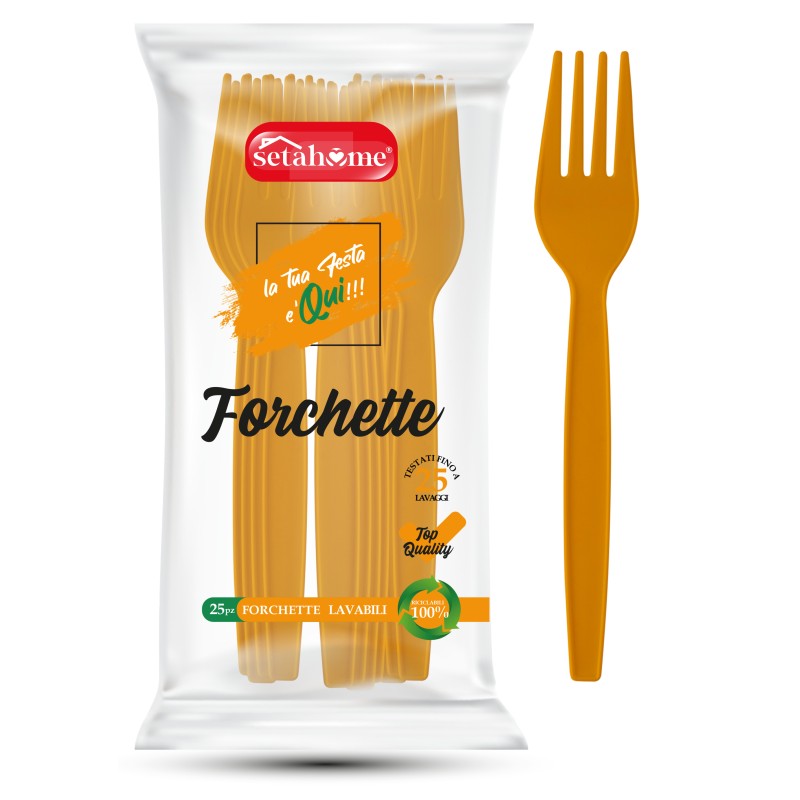 FORCHETTE IN PLASTICA ARANCIONI CF 25PZ