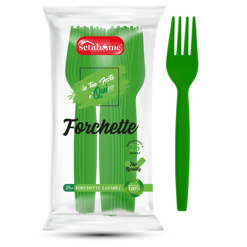 FORCHETTE IN PLASTICA VERDI CF 25PZ