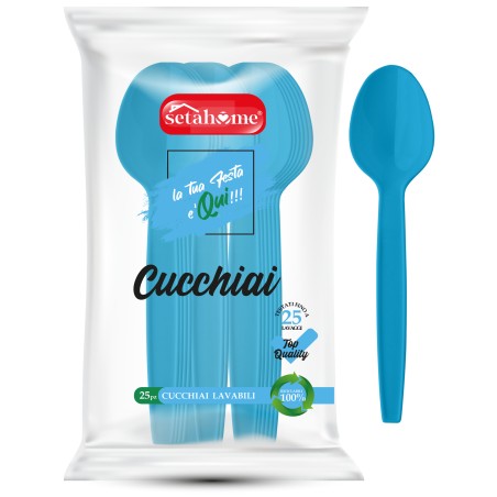 CUCCHIAI IN PLASTICA AZZURRI CF 25PZ