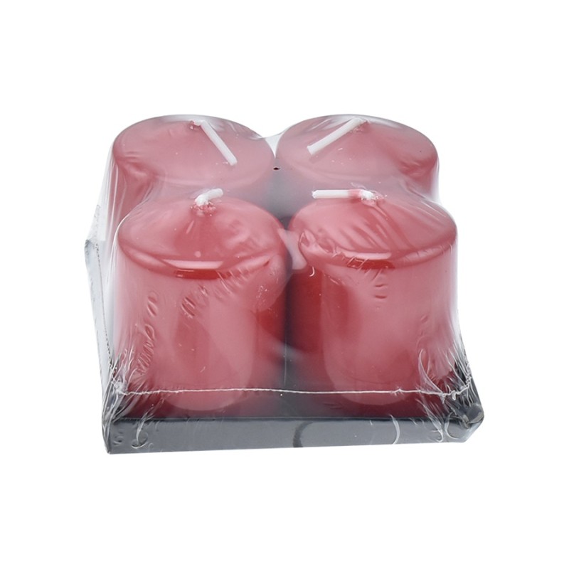 SET 4 CANDELE PILLAR DIA.3.9X5CM ROSSO L