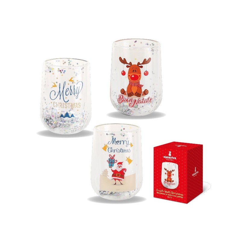 BICCHIERE VETRO DOUBLE WALL XMAS 30 0CC