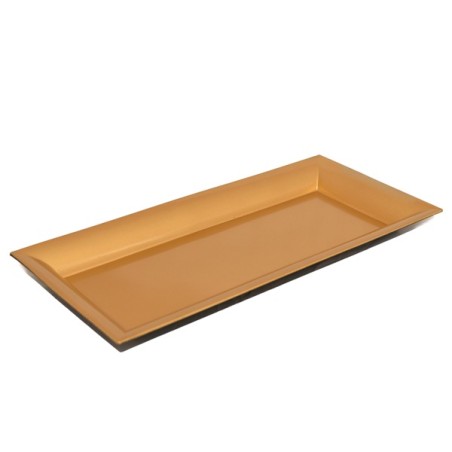 VASSOIO RETT. SMOOTH GOLD CM.36X17