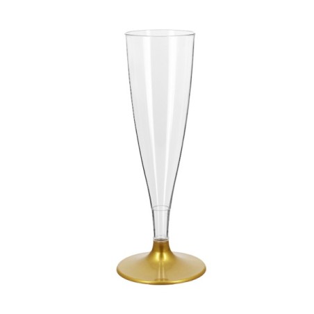 CALICE FLUTE TRASPARENTE+BASE ORO 6PZ