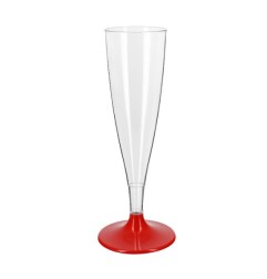 CALICE FLUTE +BASE TRASP.ROSSI 6PZ