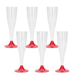 CALICE FLUTE TRASP.+ BASE ROSSO 6PZ